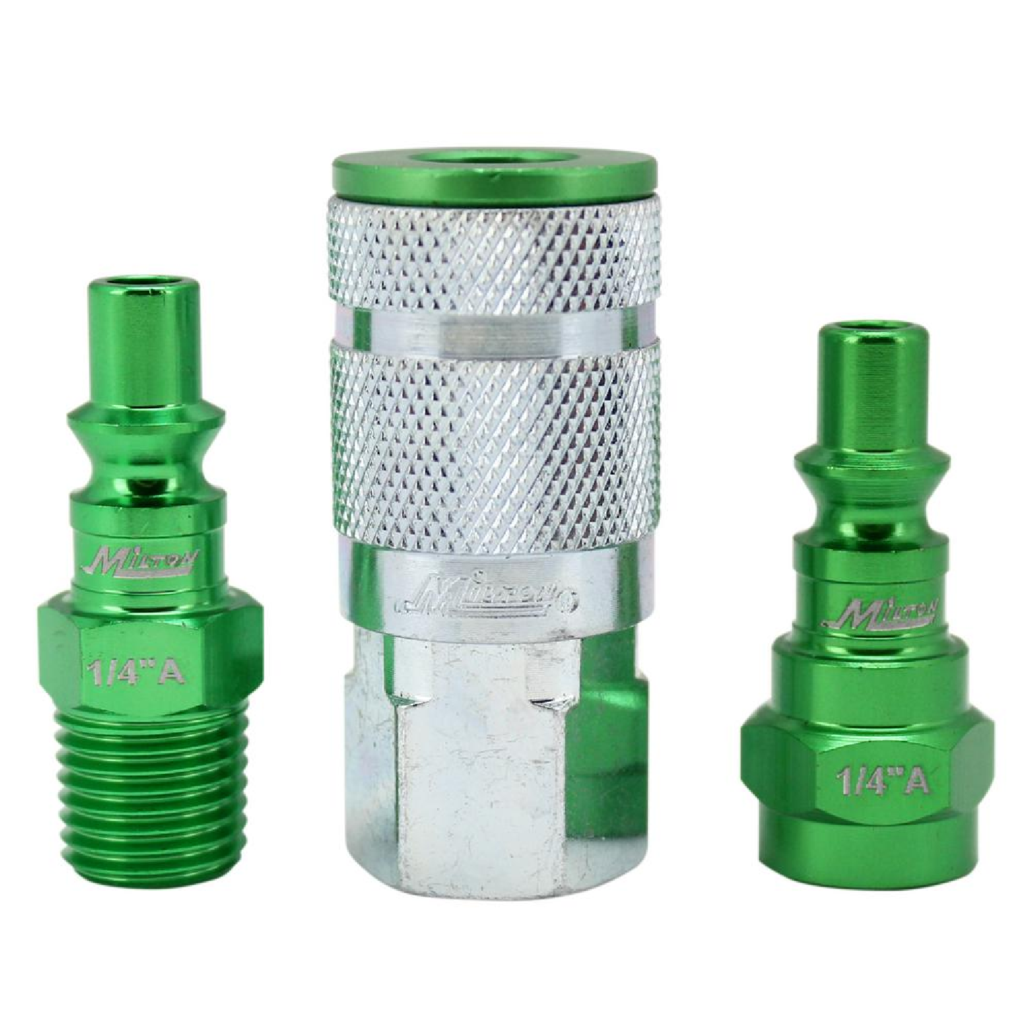 Milton S-303AKIT 3 Piece A-Style 1/4 NPT Green ColorFit Coupler & Plug Kit